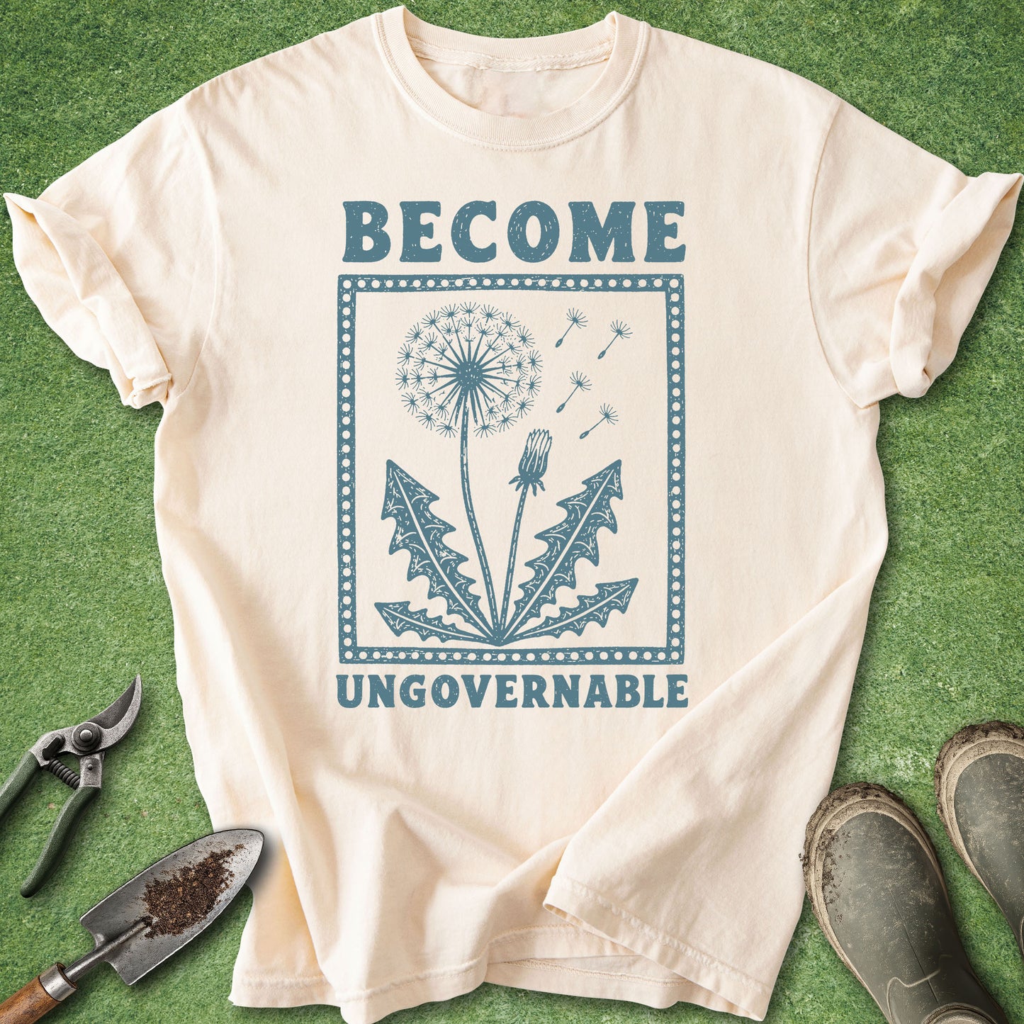 With a vintage botanical feel and bold typography, this tee blends nature aesthetics with a rebellious edge.