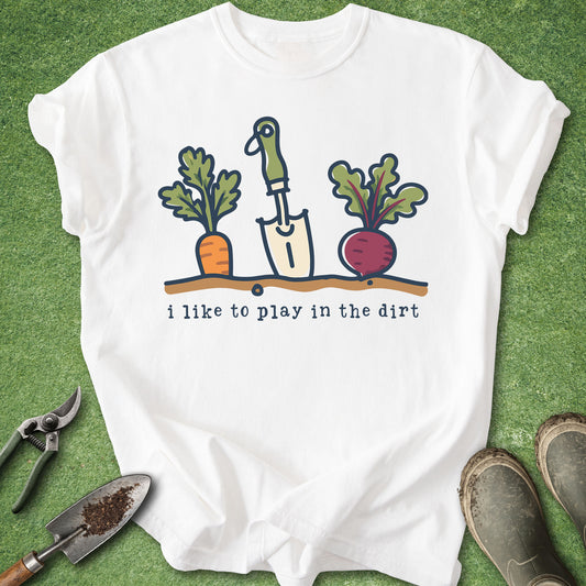 funny gardening shirt with carrot and beet design