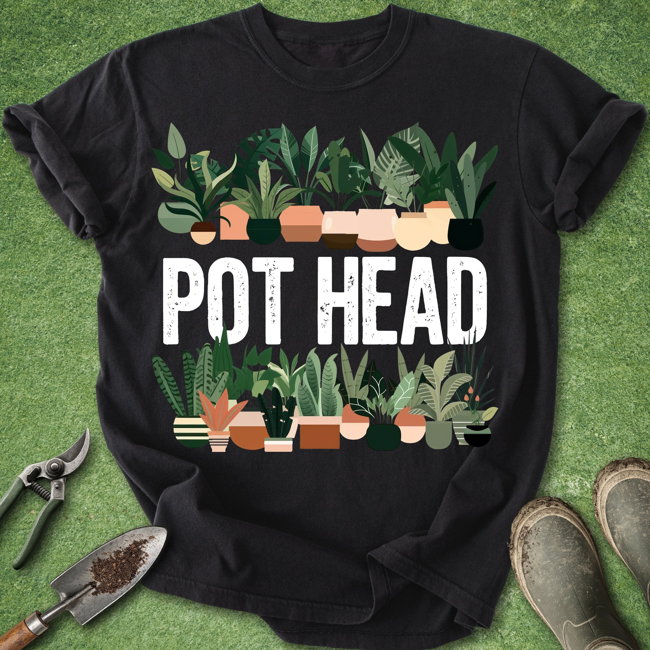 pot head plant shirt funny houseplant lover gardening t-shirt with potted plants design