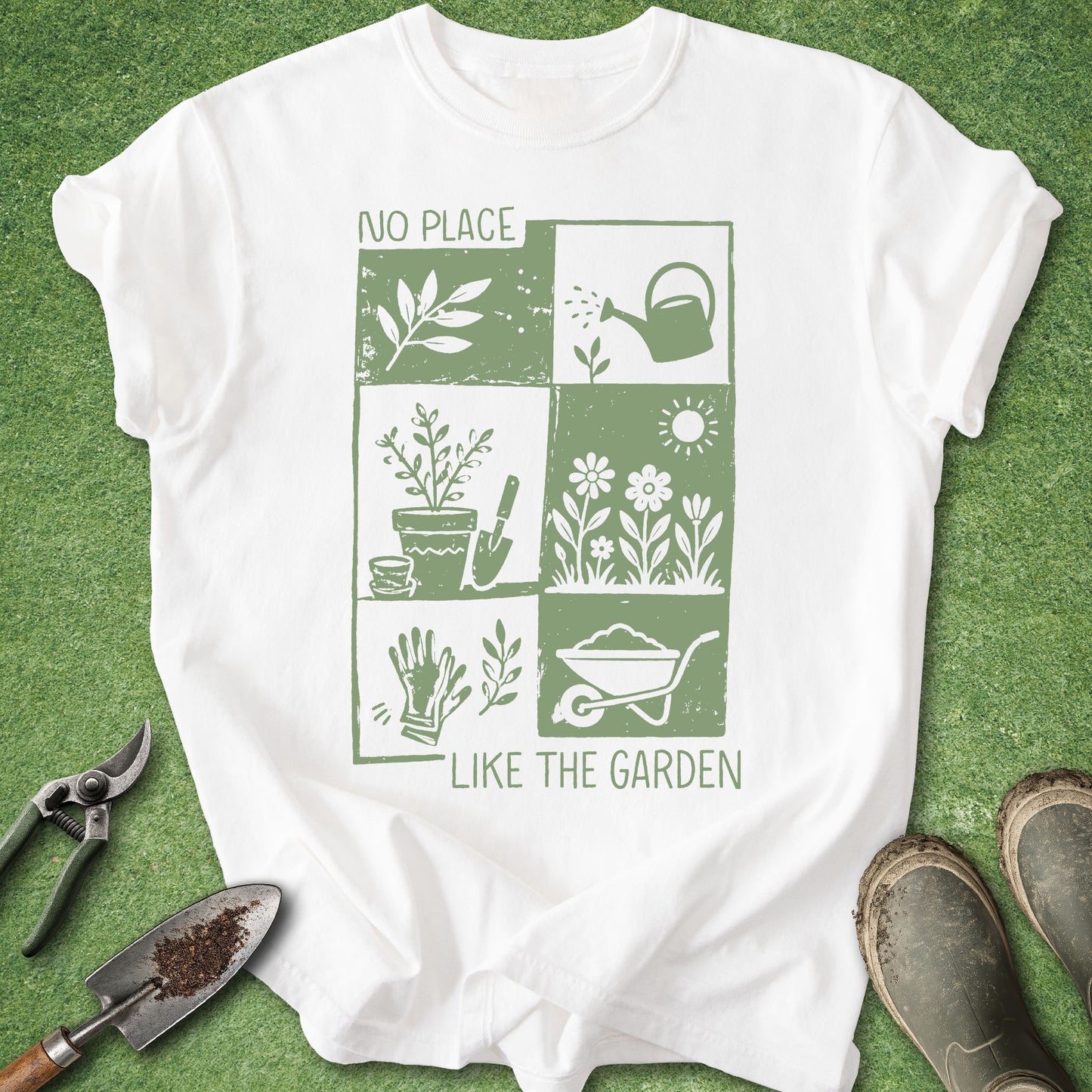 plant lover t-shirt with watering can and flowers graphic