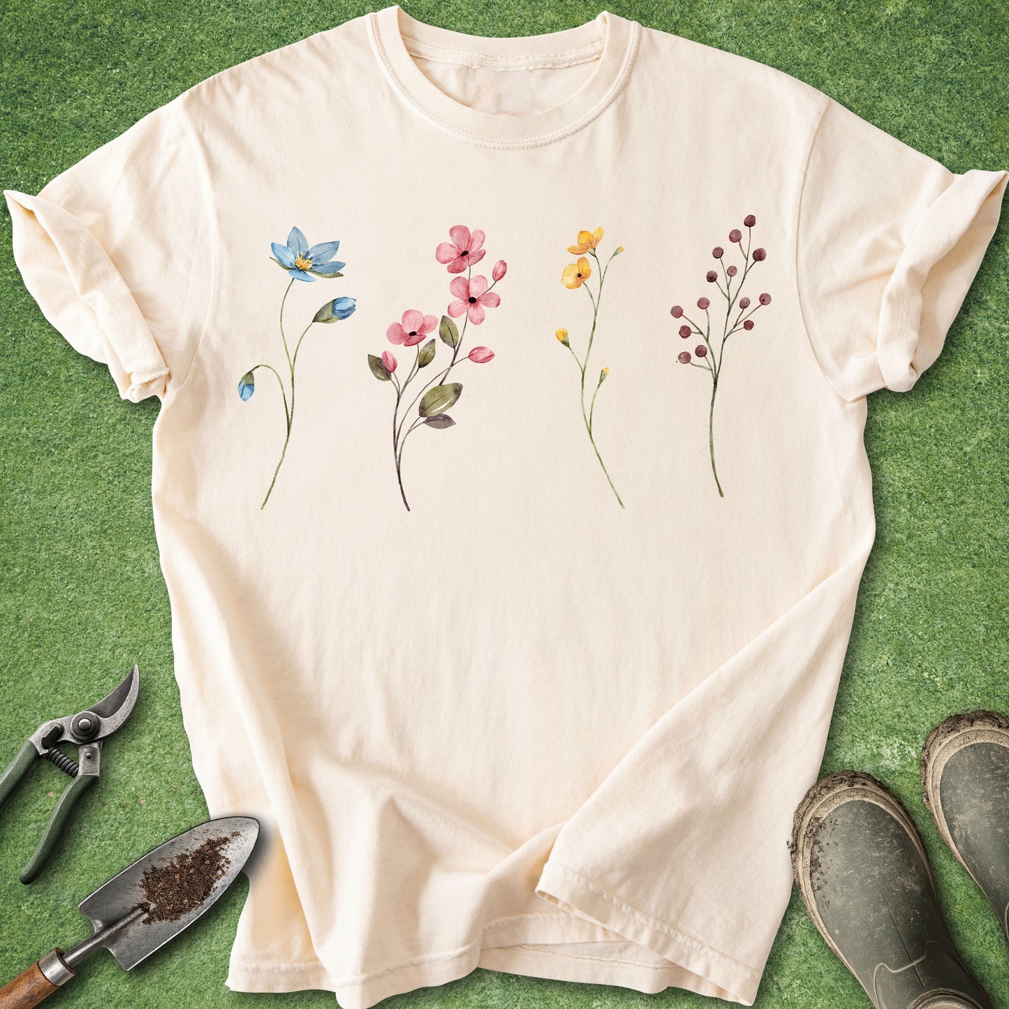 minimalist wildflower shirt botanical floral aesthetic gardening t-shirt watercolor flower design