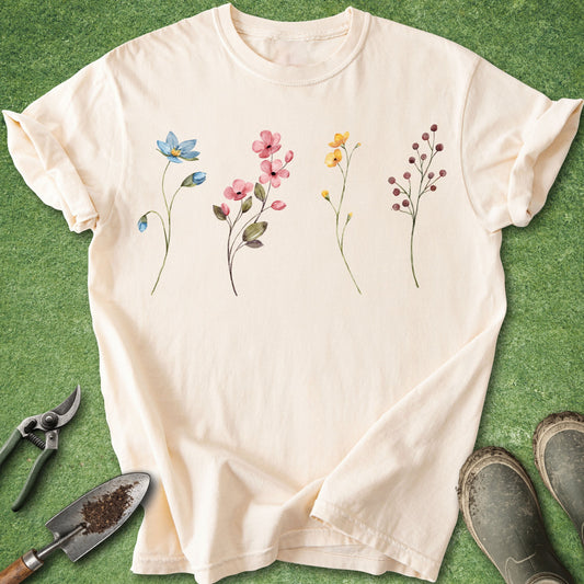 minimalist wildflower shirt botanical floral aesthetic gardening t-shirt watercolor flower design