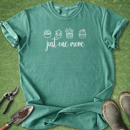Green t-shirt with plant designs and text on a green background